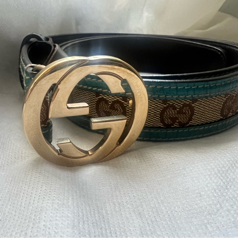 Gucci Turquoise and Gold Women's Belt - Picture 3 of 5